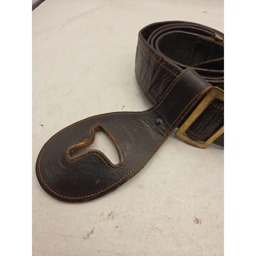 Unknown Maker Vintage Masonic Belt Leather with Scabbard Brass Pyramid Buckle
